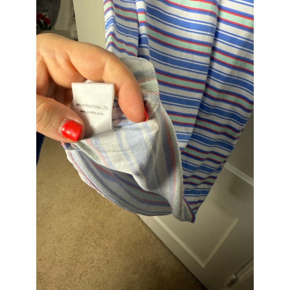 Hiho Dress Large Nautical Blue Striped 3/4 Sleeves Preppy Chic Summer Coastal - Picture 6 of 6